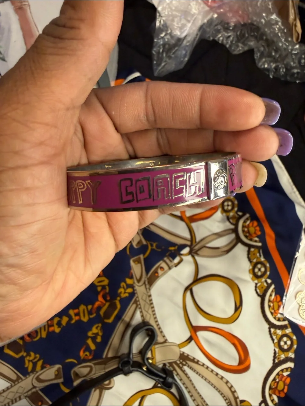 Coach Poppy Bangle Bracelet- Purple